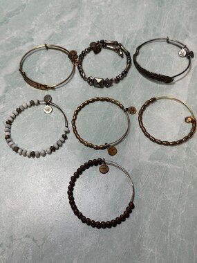 Lot of 7 Alex & Ani Mixed Metal Bangle Bracelets Adjustable